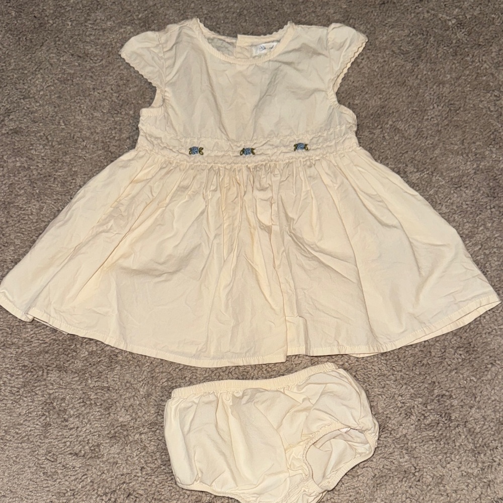 Charming Cream Kids Dress with Bloomers
